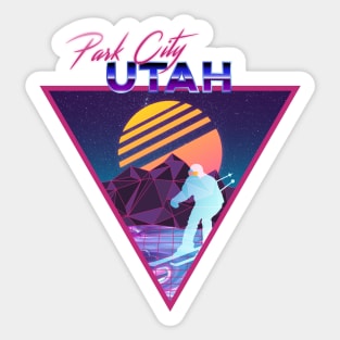 Retro Vaporwave Ski Mountain | Park City Utah | Shirts, Stickers, and More! Sticker